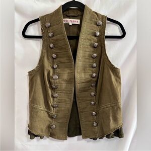 Free People military officer button ruffle vest